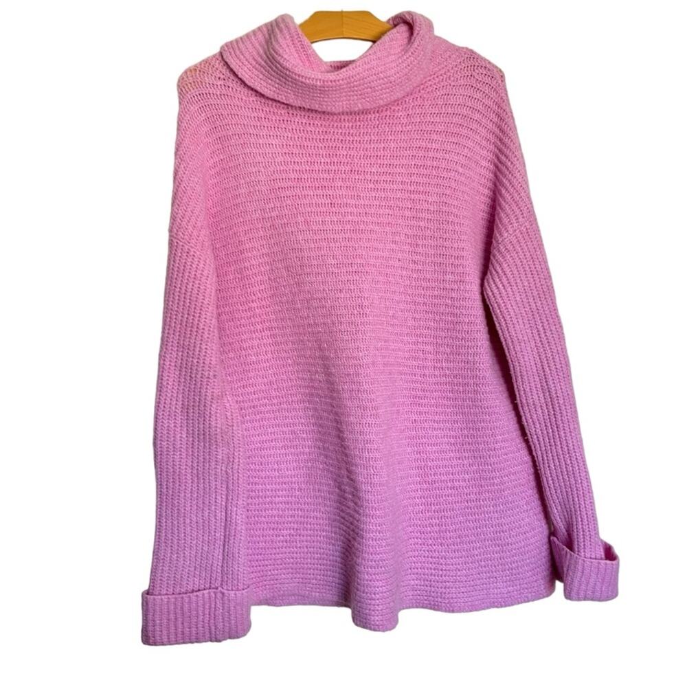 Pilcro Anthropologie Oversized Cowl Neck Sweater Bubble Gum Pink Knit Size XS